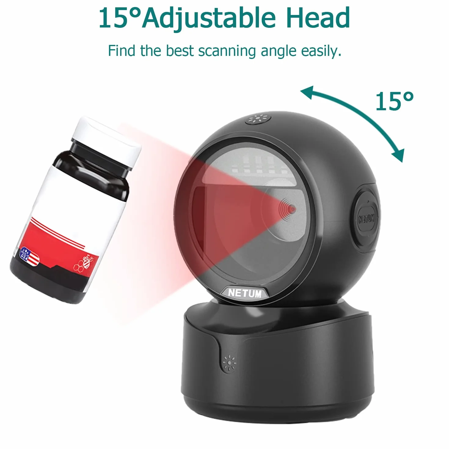 NetumScan Scanner automatico di codici a barre da tavolo, USB rilevamento a mani libere di immagini di codici a barre QR 1D 2D per supermercati, negozi al dettaglio, sistemi di biblioteche Pos NSA5