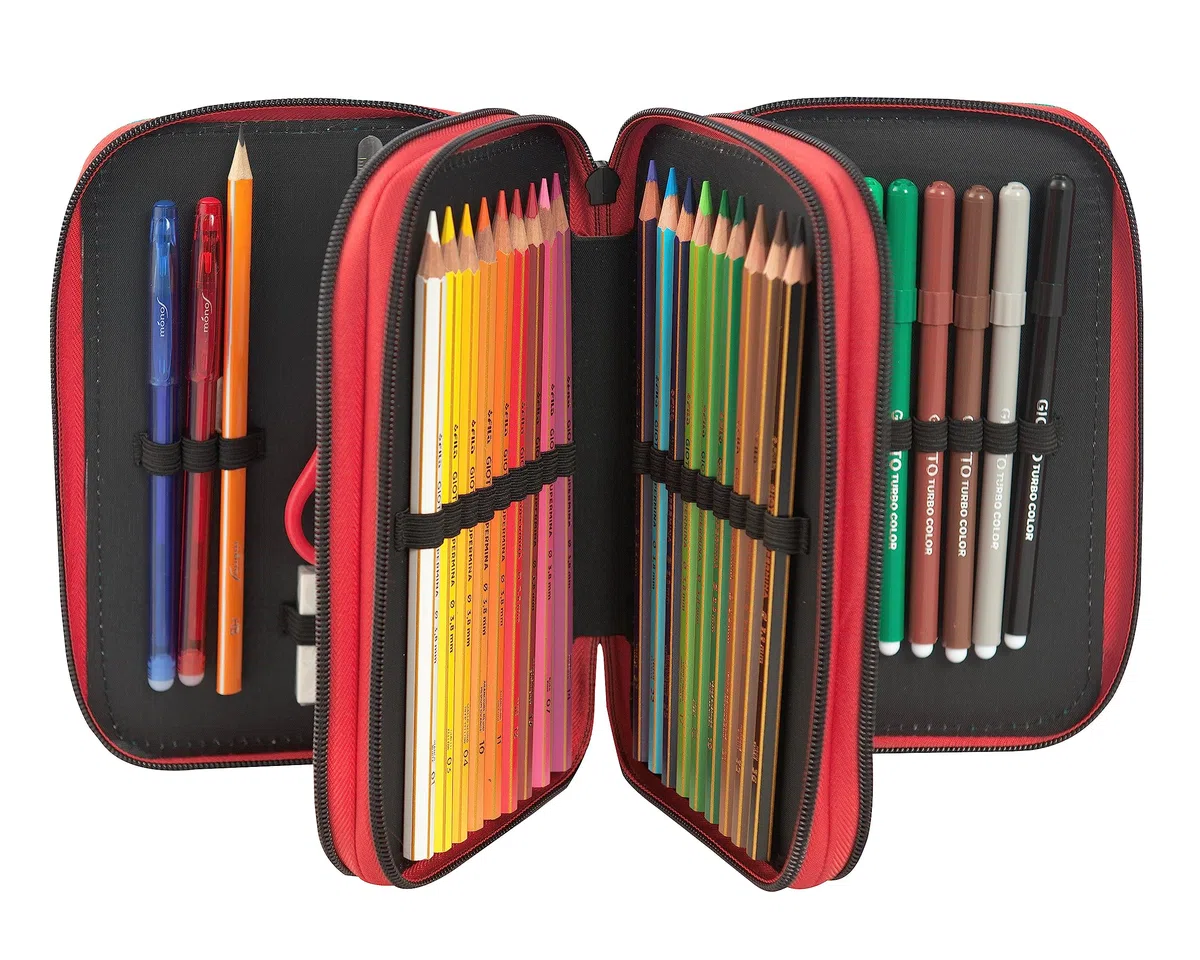 MY HERO ACADEMIA - Astuccio 3 Scomparti Bambina e Bambino con Cancelleria Scuola Integrata e Vani Portapenne + Penna Cancellabile Frixion - Astuccio Scuola Organizer Grande, Nero/Verde 20x12Hx7