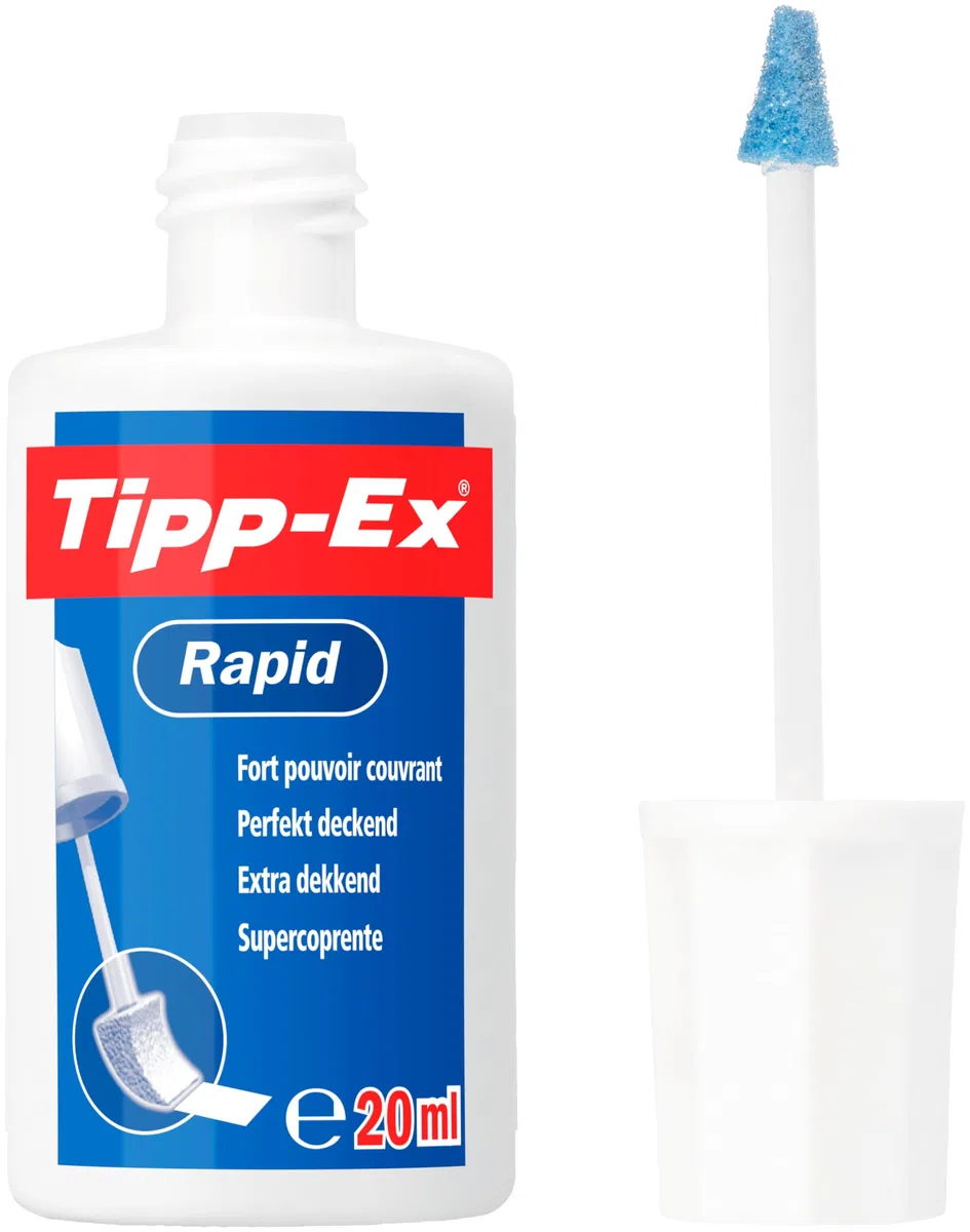 Tipp-Ex Bianchetto Liquido per Carta, Rapid, Confezione da 10 Correttori da 25ml, Cancelleria Scuola e Casa