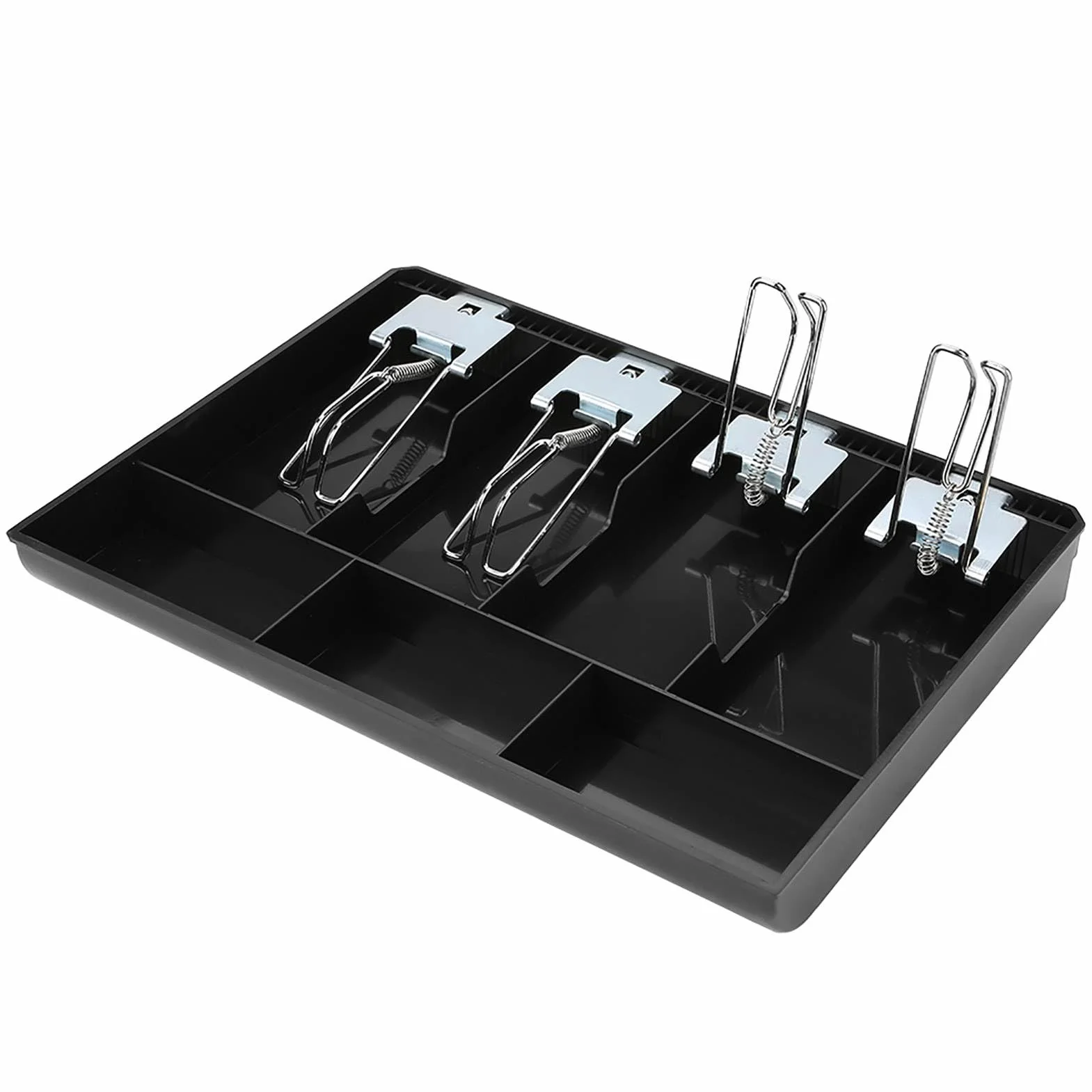 FTVOGUE Registratore di cassa Cassetto di ricambio per vassoio inserto con clip in metallo 4 fatture 3 monete per scatola di immagazzinamento denaro in contanti Petty(01)