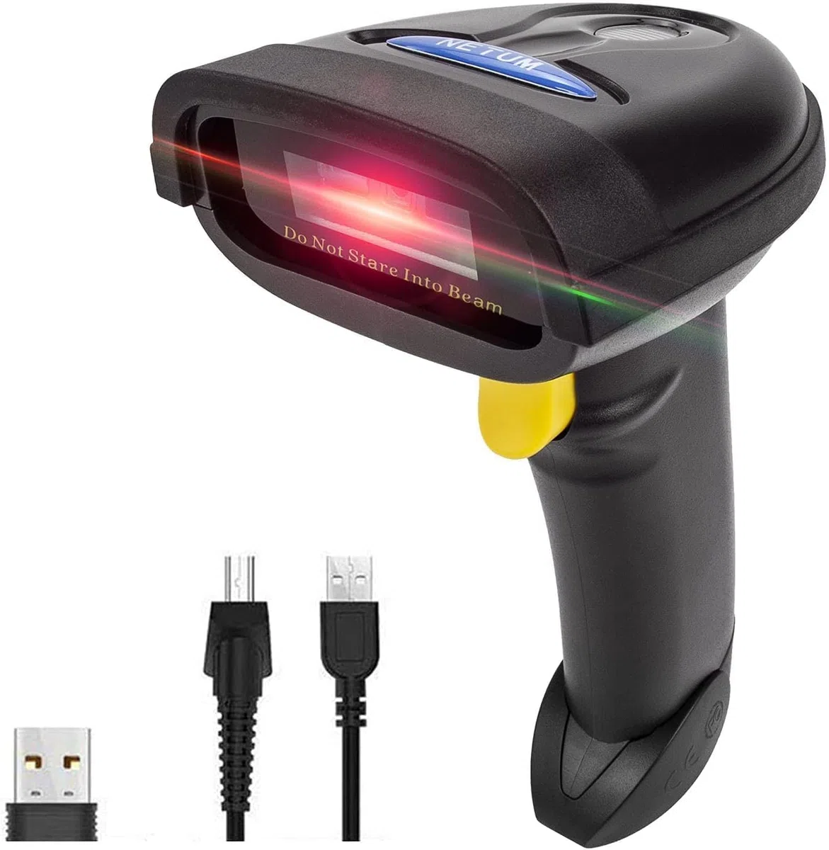 NETUM NT-1228BL Lettore di codici a barre Bluetooth con supporto (Giallo - Scanner per codici a barre QR 2D)