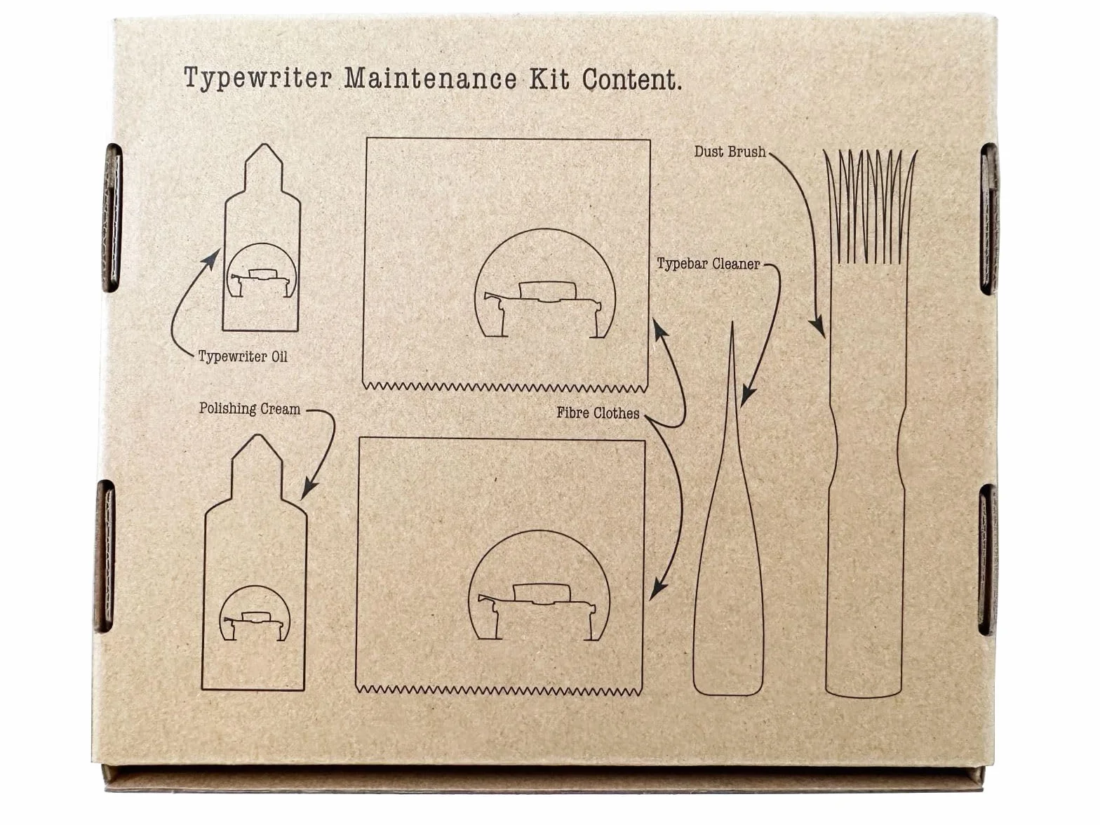 Typewriter Maintenance Kit - Dust Brush, Typewriter Oil, Polishing Cream, Typebar Cleaner, Fibre Clothes
