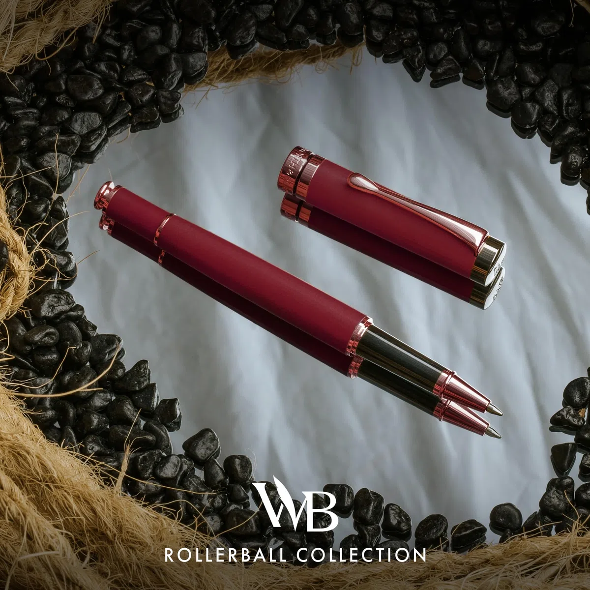 Wordsworth and Black Rollerball Pen - Penna di lusso mozzafiato in bambù legno viola, finitura oro, ricaricabile, miglior set regalo per uomini & donne, ricarica d'inchiostro