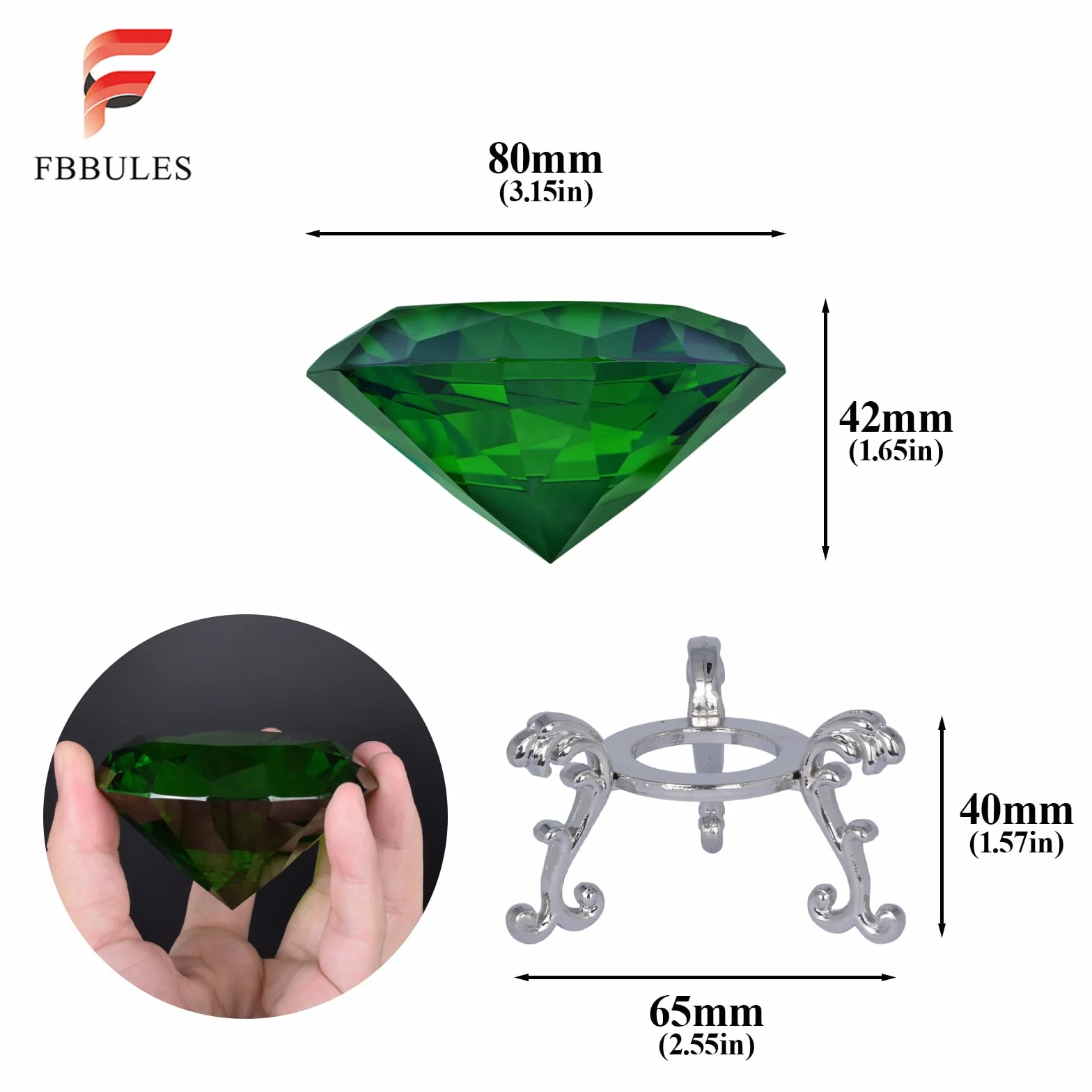 80mm Fermacarte Diamante in Cristallo Trasparente con Supporto, Diamanti Vetro Sintetico Fermacarte da Scrivania, Decorazione per la Casa, Nozze Diamante in Vetro Regalo di Nozze