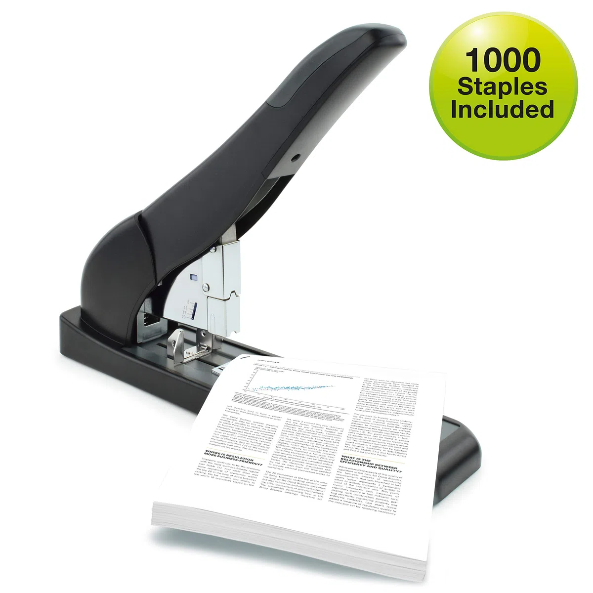 Rapesco 1551 ECO HD-210 Cucitrice per Alti Spessori con 1000 Punti Tipo 923 da 15 mm, Nero