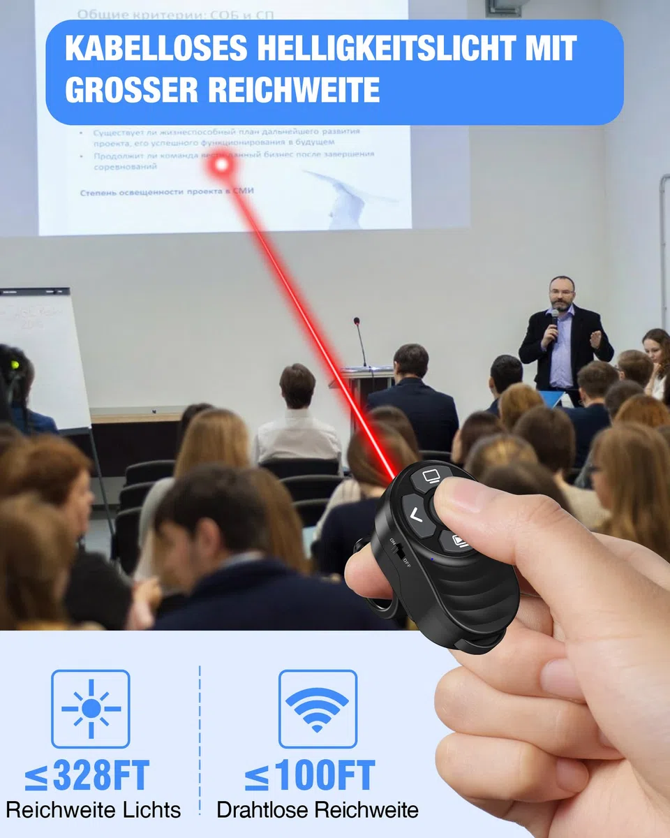 2 in 1 USB C Presentation Clicker, Wireless 2.4G Type C e USB ricevitore Presenter Clicker, puntatore per presentazioni Controllo del volume per Windows