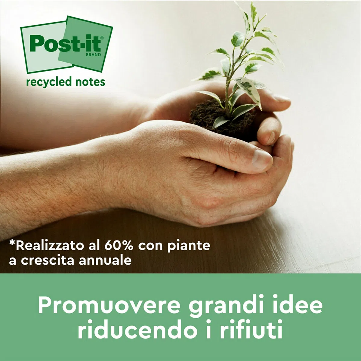 Post-it Foglietti Super Sticky Riciclati,14 Blocchetti + 4 GRATIS/Confezione,70 Fogli per Blocchetto, 76 mm x 76 mm,Rosa, Verde, Blu, Viola, Giallo Foglietti Super Adesivi in carta riciclata al 100%