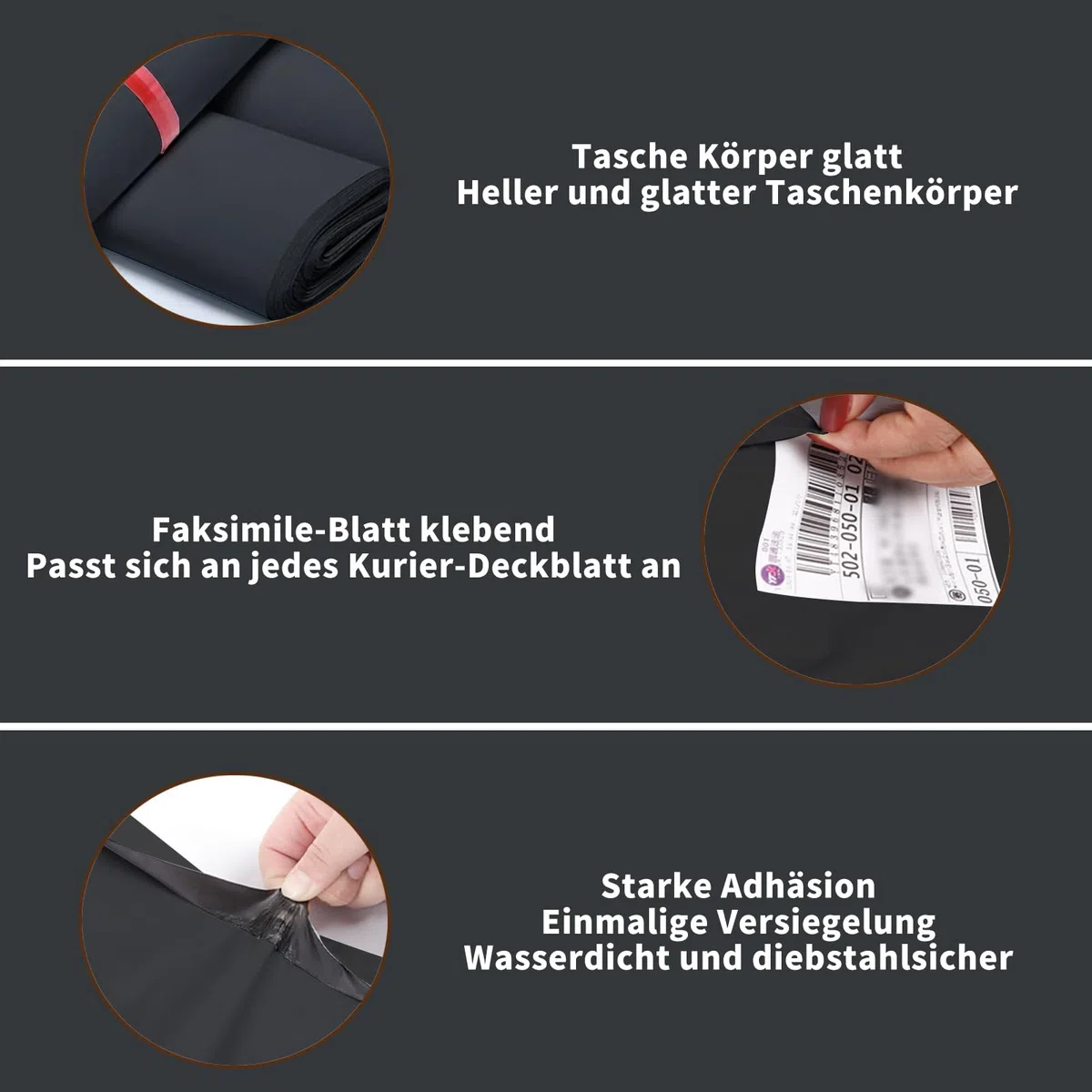 100 sacchetti per spedizioni in plastica, 305 x 380 mm, 12" x 15,5", colore nero