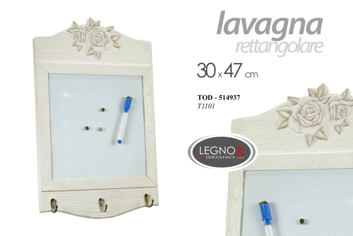 Lavagna lavagnetta da parete con pennarello cancellabile in legno decoro rose con 3 ganci 30 * 47 cm shabby chic TOD-514937