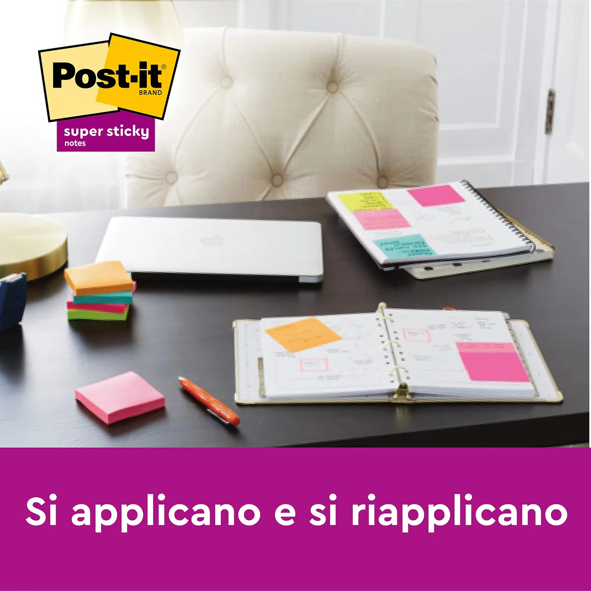Post-it Foglietti Super Sticky Z-Notes, Collezione Soulful, Confezione da 6 blocchetti, 90 Fogli/blocco,76mm x 76mm, Colori Rosa, Viola, Verde.Foglietti Extra Adesivi per Appunti, Elenchi & Promemoria
