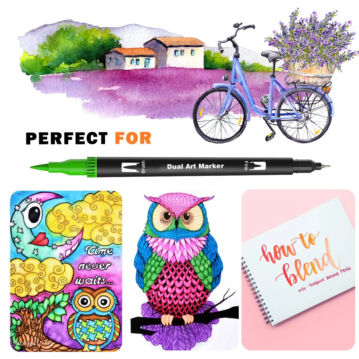 Hymarvo Brush Pen Lettering 100 colori, Pennarelli Doppia Punta Fine e Grossa Pennello, Bambini Adulto Penne da Colorare ad Acquerello Bullet Journal, Libri da Colorare, Mandala