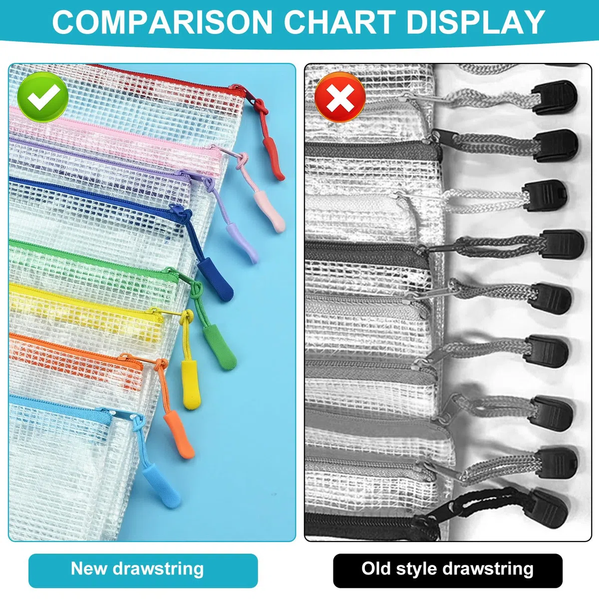 45 pezzi Borsa portadocumenti impermeabile con chiusura lampo, 8 misure Mesh Bag Zipper sacchetto PVC plastica trasparente per scuola, cosmetici, organizzazione dei file, stoccaggio di cancelleria