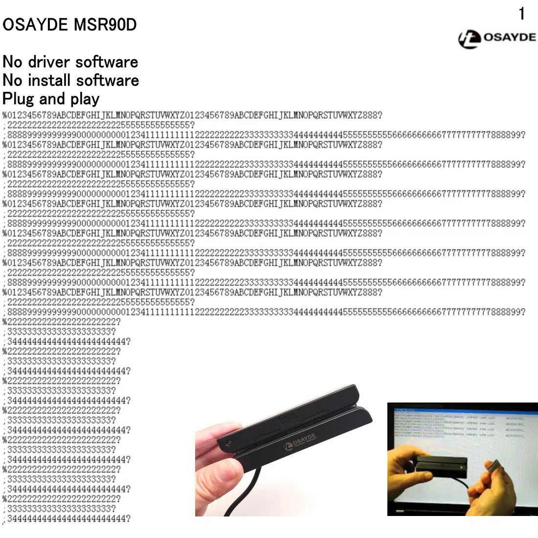 MSR90D Credito Magstrip Swipe Reader di Raccolta Dati USB Striscia Magnetica Card 3 Tracce Pos Mini Mag Hi-Co Swiper Compatibile per MSR90
