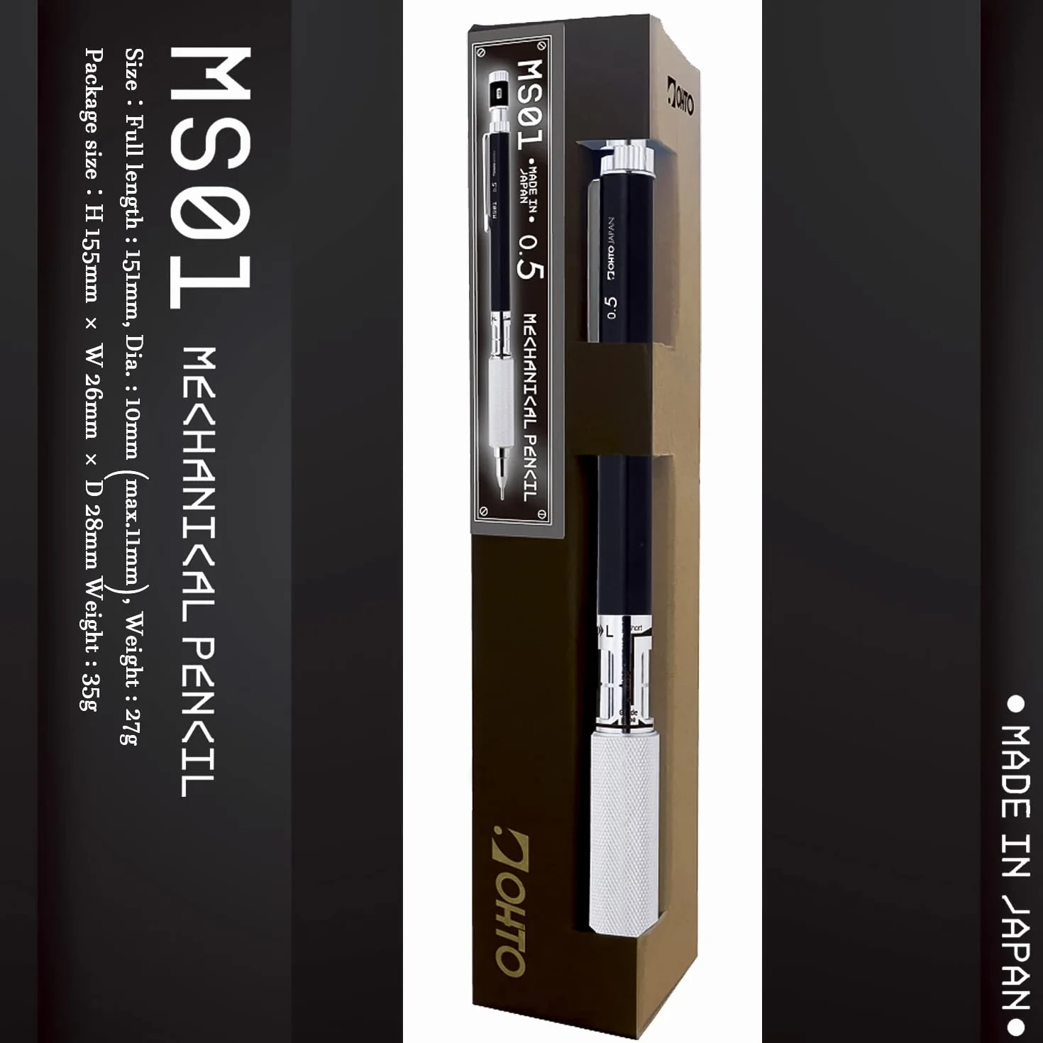 OHTO MS01 Mechanical Pencil | 0.5mm | Black