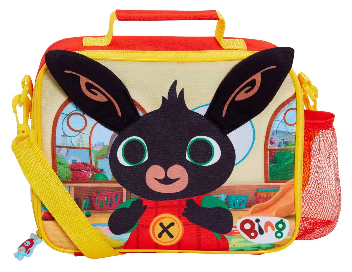 Bing Borsa termica per il pranzo con orecchie 3D di coniglietto, per bambini e bambine, per asilo e scuola, con tracolla staccabile