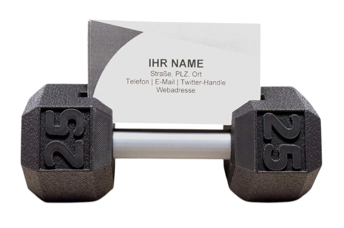 Supporto per Carte da Visita a Forma di Manubrietto - Allenamento Fitness - Decorazione per Yoga, Fitness Studio, Ufficio - Sportivo - Gym - Sport - Decorazione Fitness