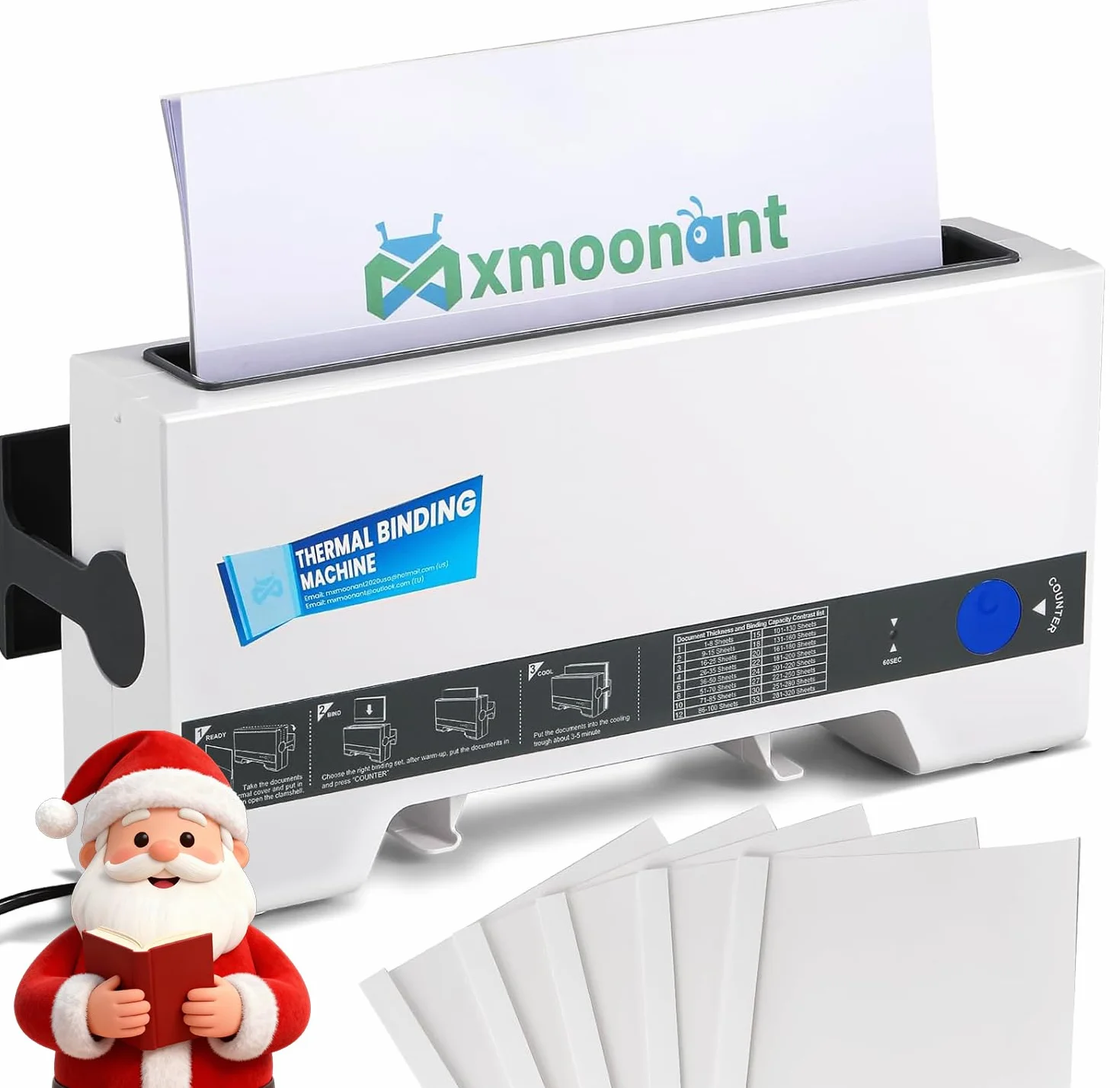 Mxmoonant TH-36 Rilegatrice termica, max. 200 fogli, semplice utilizzo, compatta, per A5/A4, con 5 coperchi di rilegatura