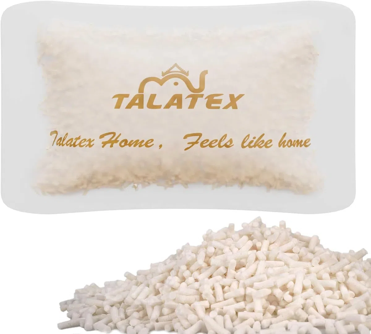 Talatex Imbottitura in lattice naturale triturato, 210 g, imbottitura sfusa e imbottitura per cuscini, 100% lattice naturale, supporto e antipolvere, per lavori fai da te, letti e cuscini per animali