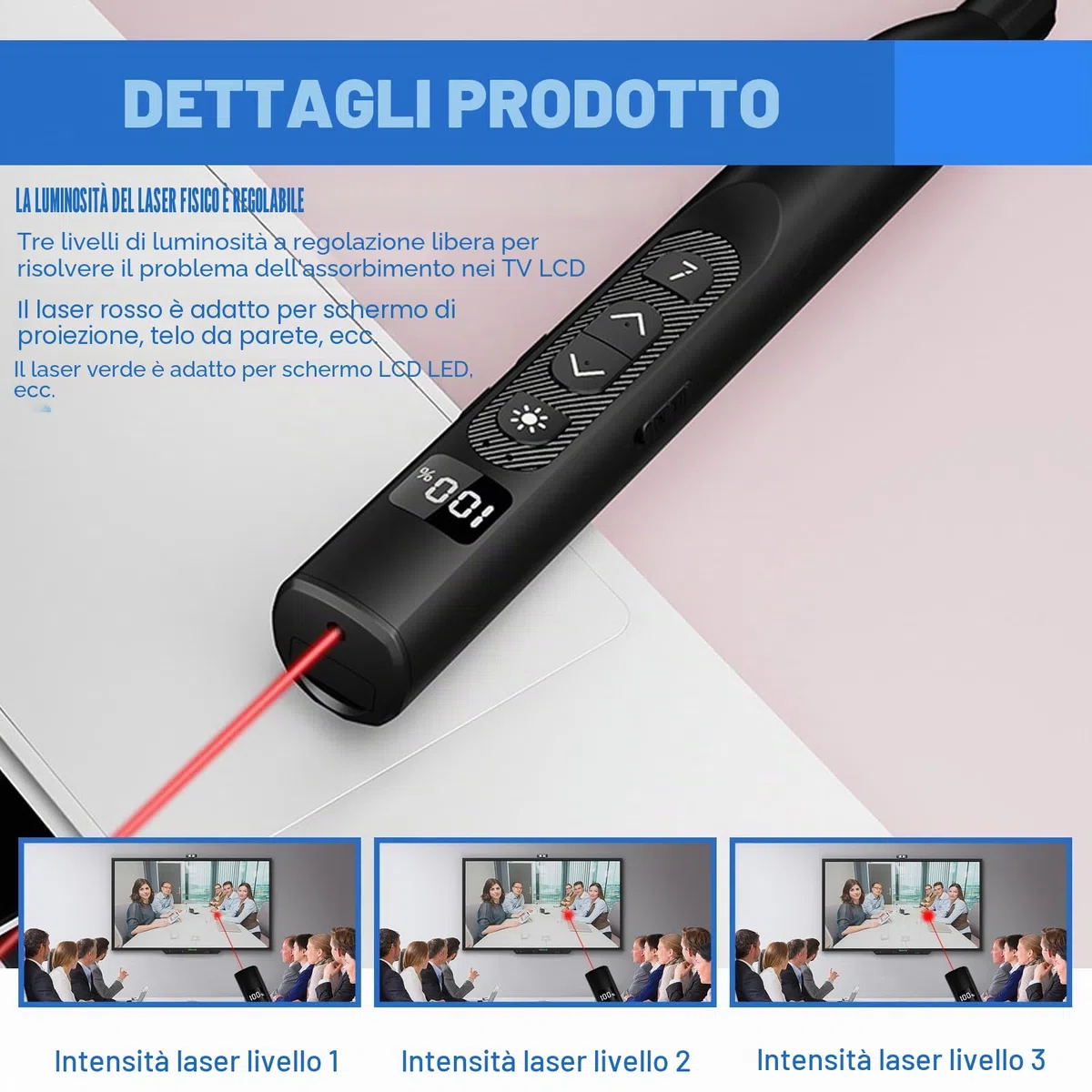 Presenter con puntatore laser, telecomando di presentazione con puntatore estensibile, PowerPoint telecomando, puntatore per presentazioni, puntatore laser, presentazione, per aula aula, aula, ufficio