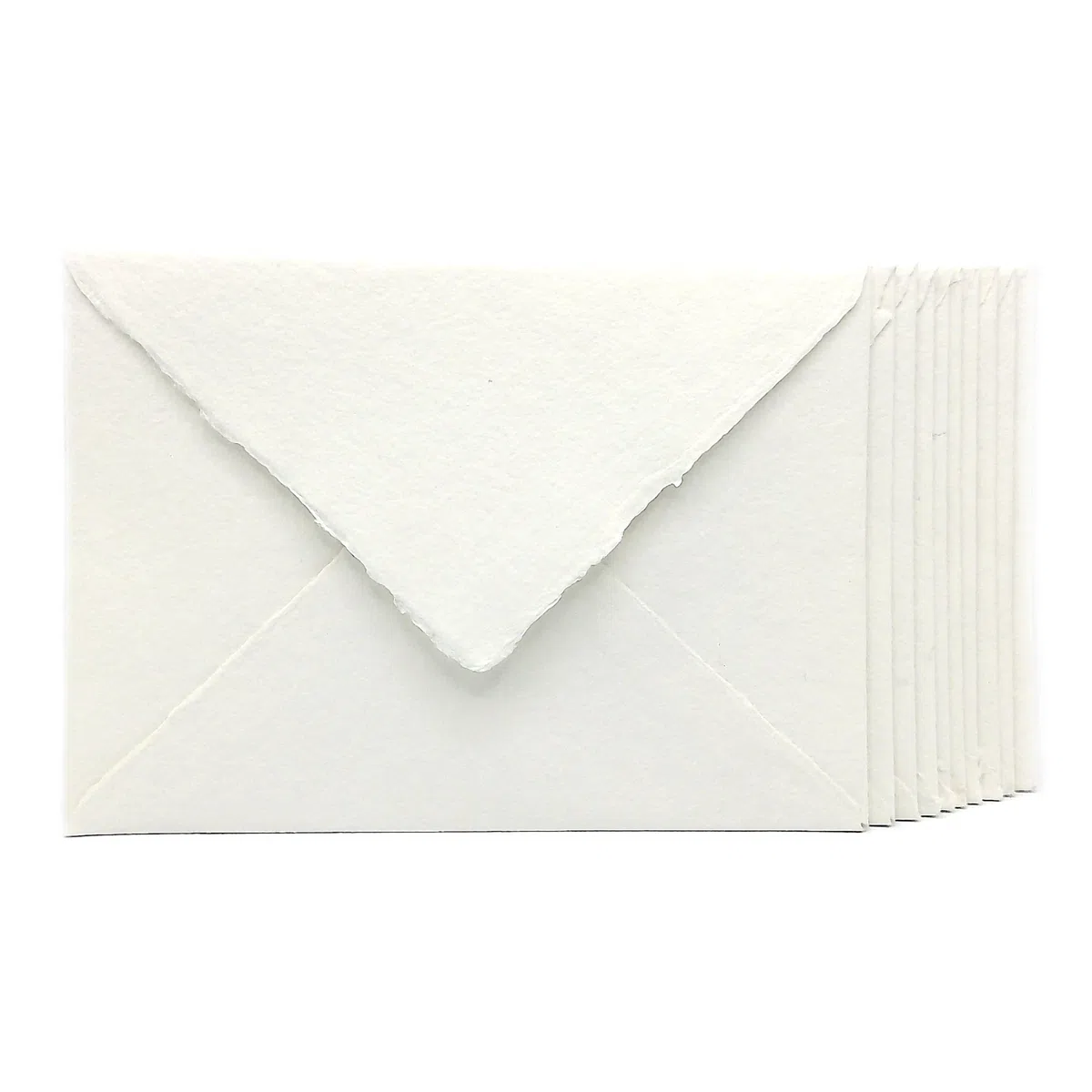Buste in Carta Artigianale con Bordi irregolari, 13,5x18,5 cm, Confezione da 10, Made in Italy (Bianco)