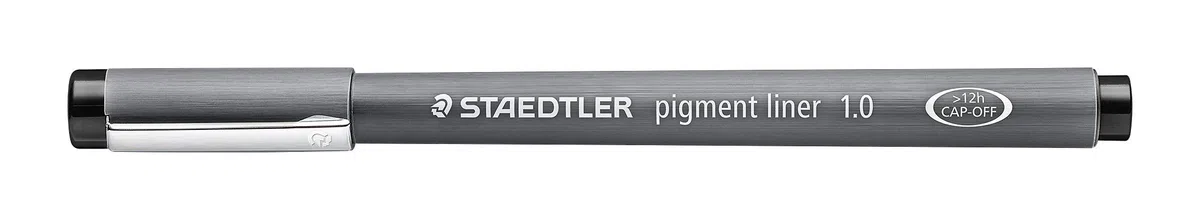 STAEDTLER penne Pigment Liner, inchiostro nero, punta in metallo, larghezza tratto 1.0 mm, ideali per disegno tecnico, confezione da 10, 308 10-9