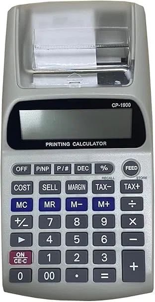 SQUADO Calcolatrice Stampa Scontrini Non Fiscali Per Uffici e Aziende, display LCD a 12 cifre per aziende Nera