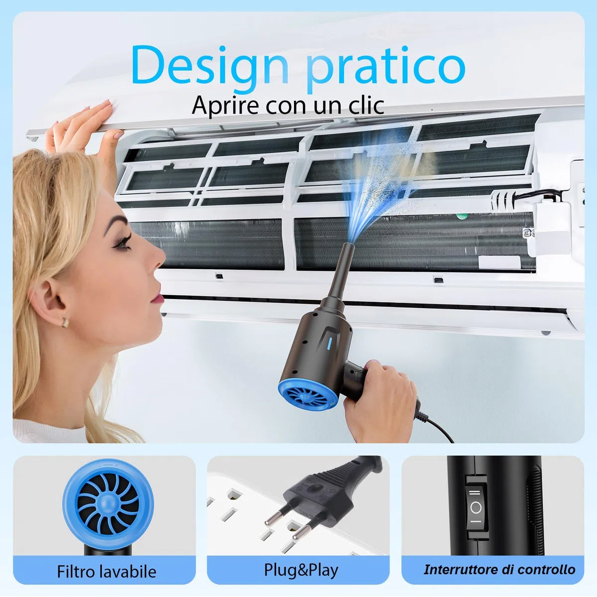Soffiatore ad Aria Compressa - 5.74 oz Aria Compressa Spray - Aria Compressa Elettrico a 2 Velocità con per la Pulizia del PC - Divano - Tastiera - Auto