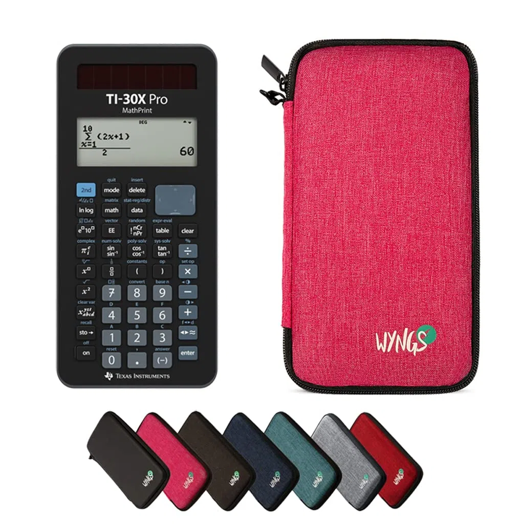 TI-30X Pro MathPrint con Custodia Protettiva WYNGS inclusa Rosa - Calcolatrice Scientifica - Pacchetto Base