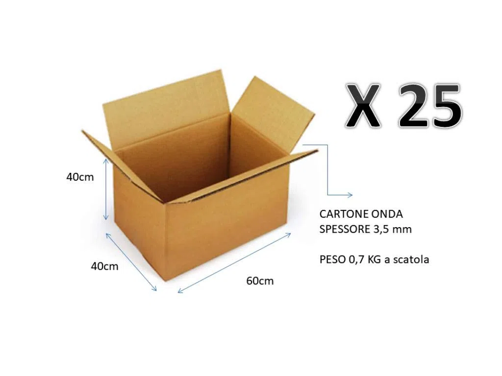 SCONTO 20% SCATOLE DI CARTONE 60X40X40 cm 25 PEZZI IMBALLAGGIO CARTONE PER SPEDIZIONI/MAGAZZINO/TRASLOCHI SCATOLA NEUTRO TST343C