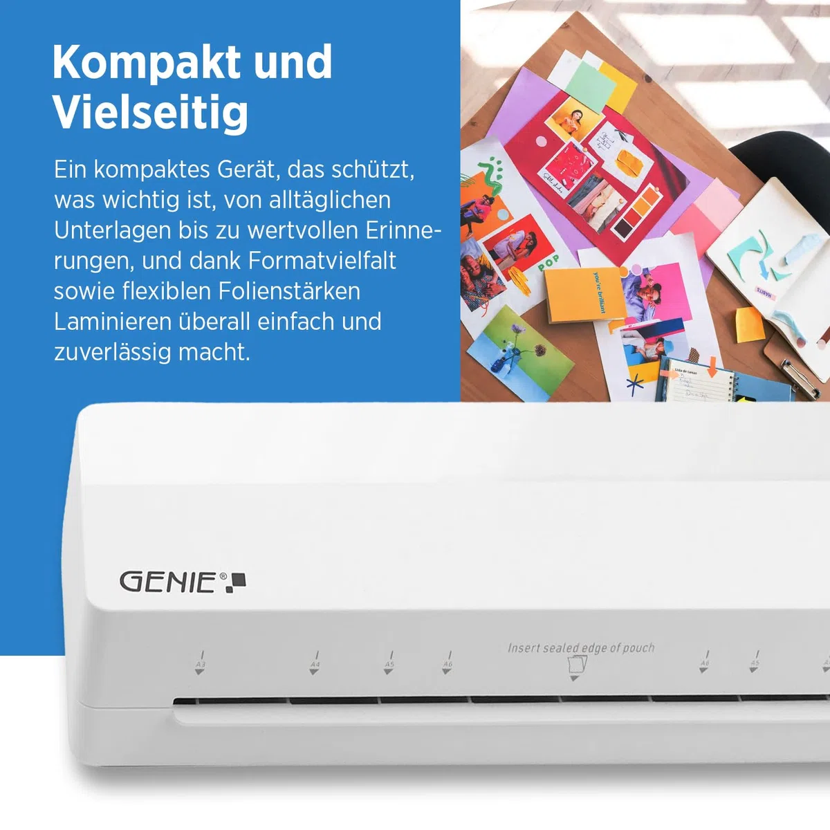 GENIE LA 400 A3 - Plastificatrice a caldo con 2 rulli riscaldanti, per scuola, ufficio e ufficio domestico, con 5 pellicole di laminazione, plastificatrice A3 e A4 con pellicole, plastificatrice