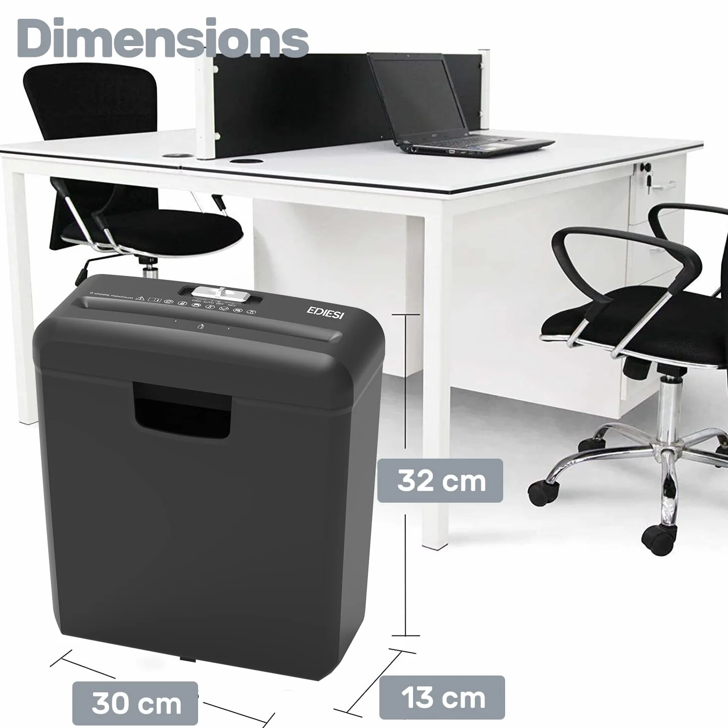 Ediesi, Distruggi Documenti, per Casa, Ufficio, Tritadocumenti, fino a 6 fogli, per carte di credito, CD e DVD, portatile con cestino da 10 litri
