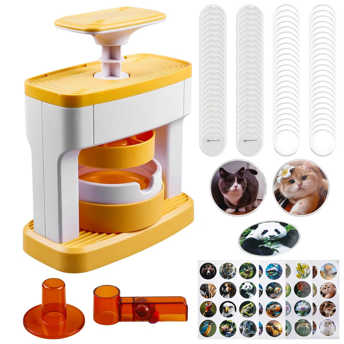 98 pezzi Button Maker Badge Machine, 55 mm distintivo fai da te con 48 carta per motivi e 48 distintivi, 1 taglierina circolare, regali per bambini per feste, regali fai da te