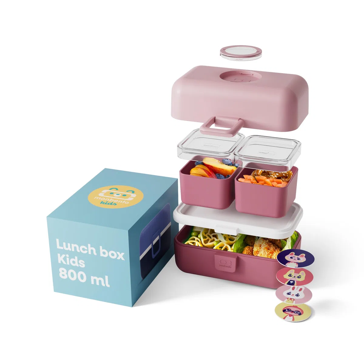 monbento - Lunch Box Bambini MB Tresor Blush - Porta Pranzo con 3 Scomparti - Perfetto per Pranzi o Merende a Scuola/Parco - Senza BPA - Sicuro Per Uso Alimentare - Rosa