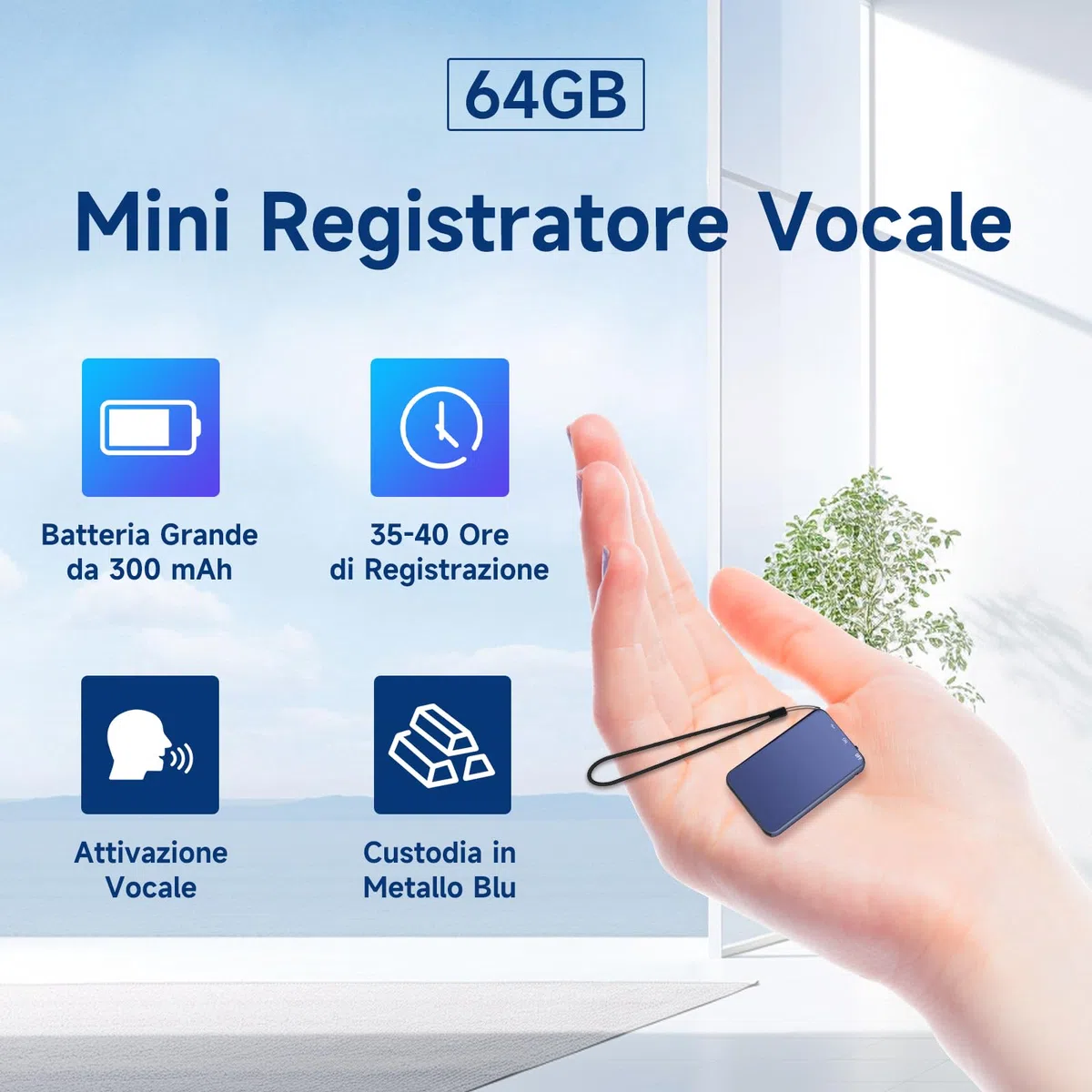 64GB Mini Registratore Vocale, Vormooi Registratore Vocale Portatile con Attivazione Vocale, Rregistratore Vocale Professionale con Registrazione One Touch per Lezioni Interviste Riunioni
