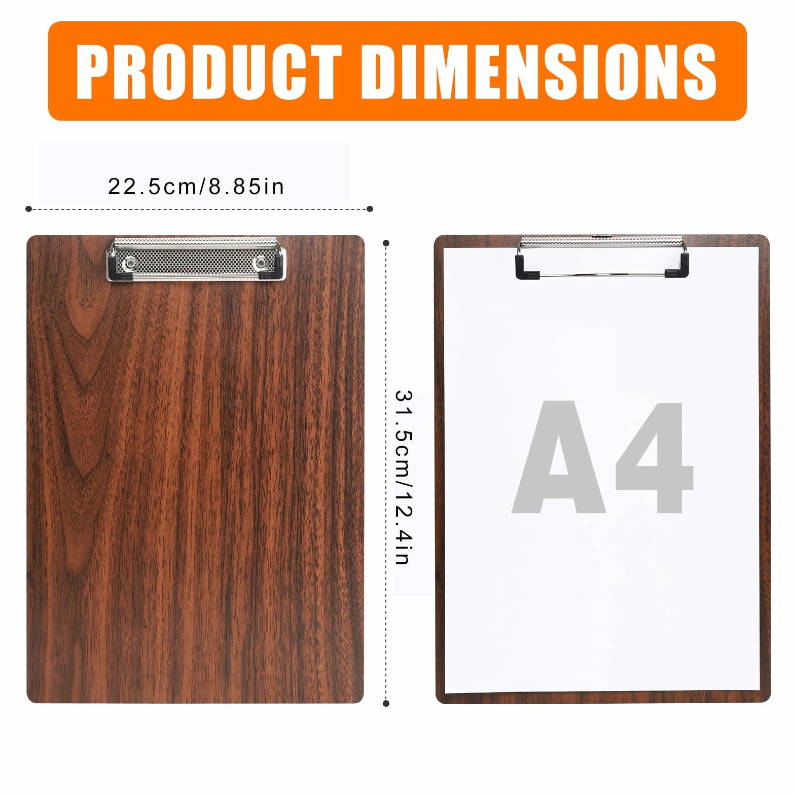 A4 Portablocco di Legno,5 Pezzi Clipboard Portablocchi Lavagna da Scrittura con Clip