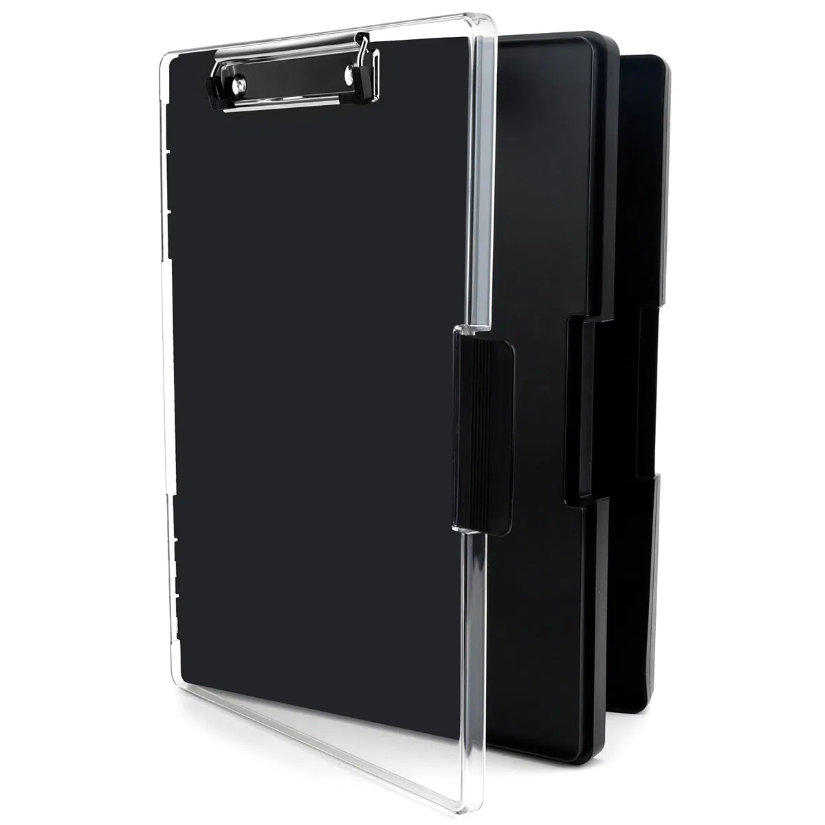 Dadabig Portablocco Portatile con Scomparto, Portablocco A4 con Vano Portaoggetti in Plastica Portablocchi in Plastica con Pinza per Scuola/Industria/Ufficio, Nero