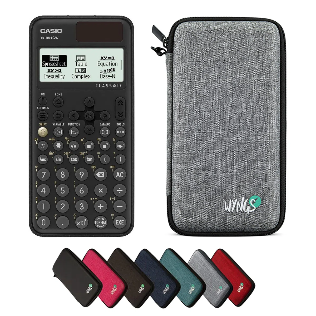 Casio fx-991CW ClassWiz con Custodia Protettiva WYNGS inclusa Grigio Chiaro - Calcolatrice Scientifica - Pacchetto Base