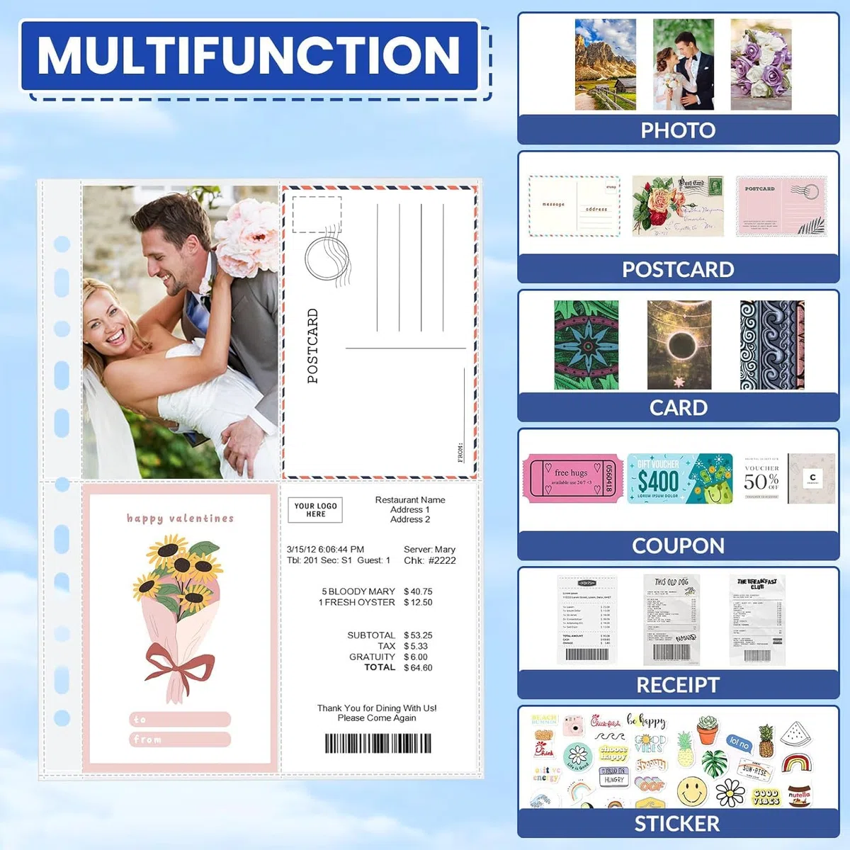 100 Pack Tasche A4 Foto Maniche,Raccoglitore Carte,4 Scomparti,Porta Cartoline A4,Buste Trasparenti Cartoline Inserimento,per La Protezione di Foto,Documenti,Cartoline(10,8 x 15,2 cm)
