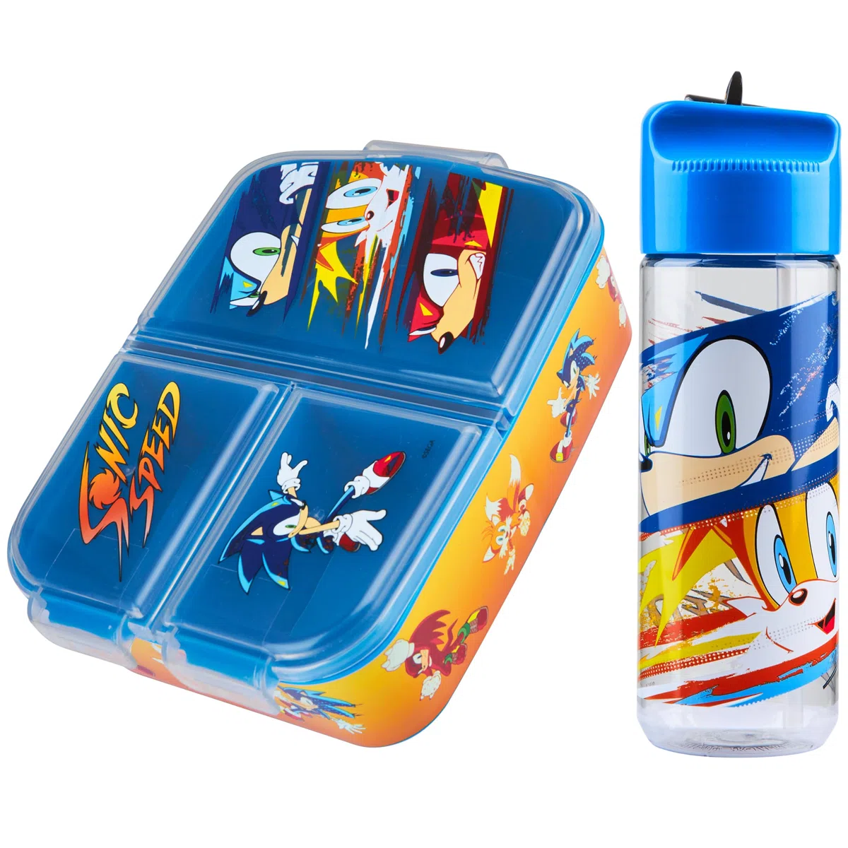 Get Trend SONIC THE HEDGEHOG Porta Merenda Bambino con Scomparti e Borraccia per la Scuola