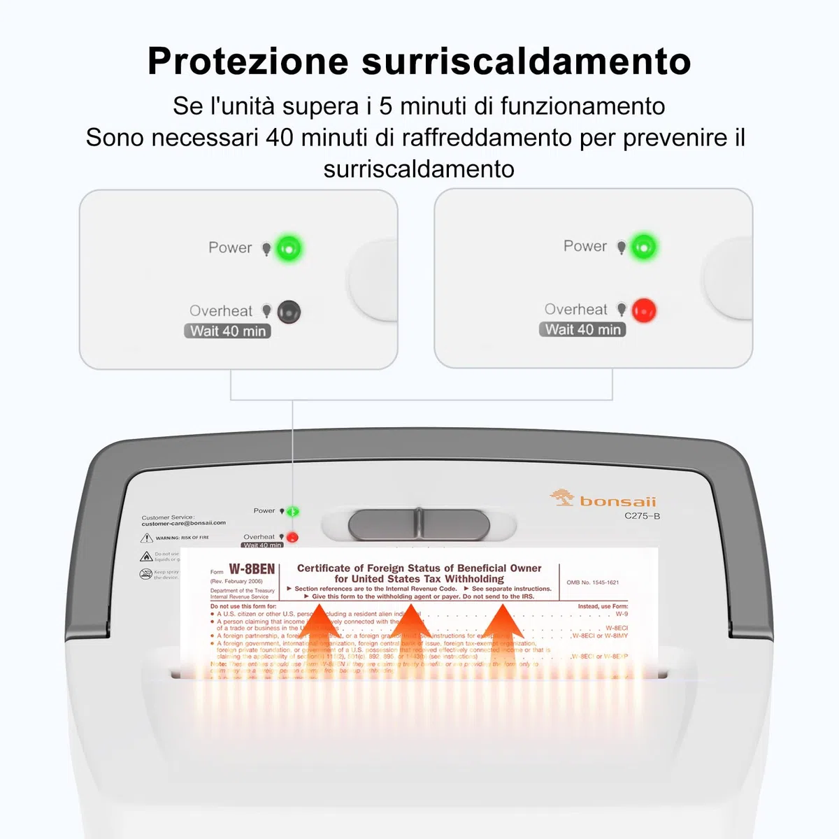 Bonsaii Distruggi Documenti 10 Fogli P4, Tritatutto Microtaglio con Contenitore 21L, Sistema Anti-Inceppo e Protezione Surriscaldamento per Ufficio/Casa, C275-B
