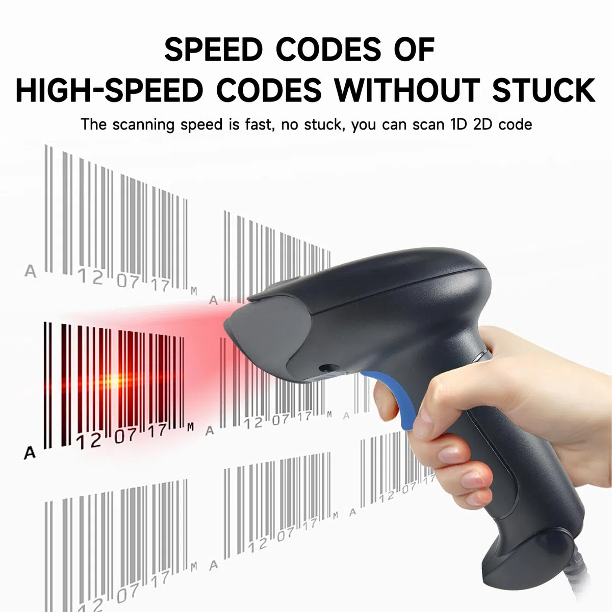 YANZEO S100 Wired - Lettore di codici a barre 2D, lettore di codici a barre USB, lettore di codici a barre QR, lettore automatico UPC PDF417 Data Matrix per negozio, magazzino, supermercato