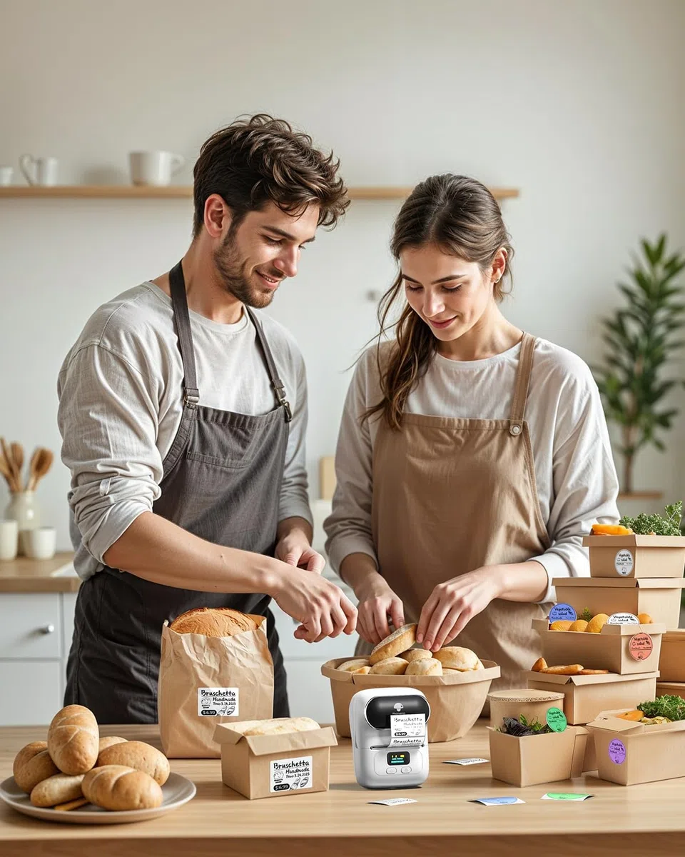 Phomemo M110 Etichettatrice Portatile, Bluetooth Etichettatrice Etichette Adesive,Stampante Etichette Adesive termica Ideale per Codici a barre, Cucina, negozi, Compatibile con Android iOS, Bianca
