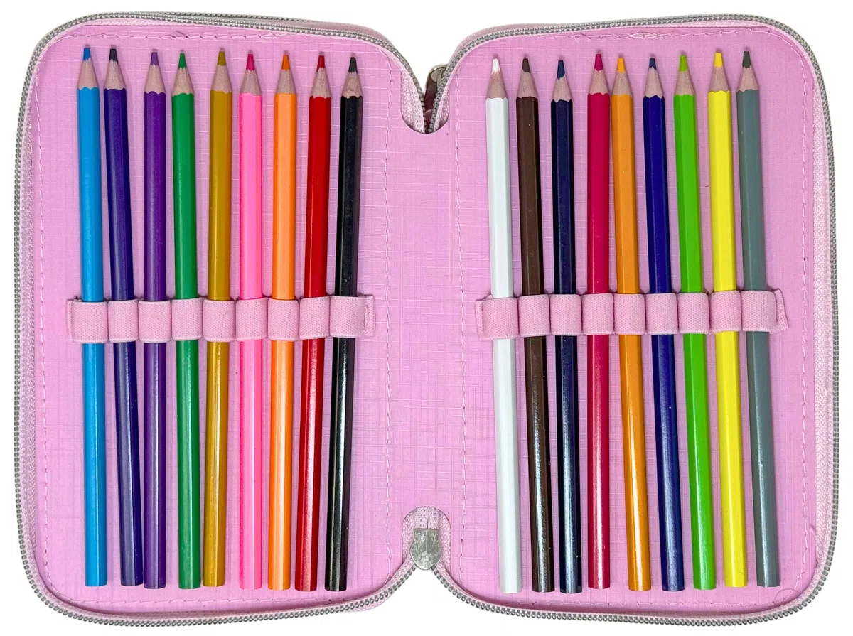 Clondo Astuccio 3 Scomparti Scuola Bambina Per Hello Kitty Fan Completo 44 Pezzi – Effetto 3D con Personaggi – 20x12x7 cm – Kit Cancelleria Triplo Corredo Elementare e Primaria 6+ Anni