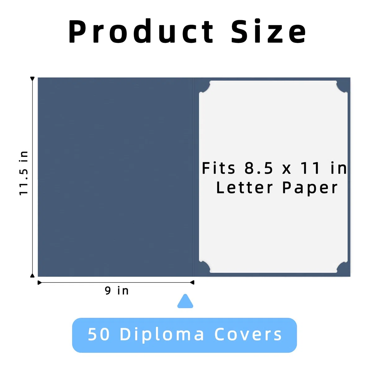 HAUTOCO Confezione da 50 porta certificati, blu navy, copertine per diploma, premio e certificati, con bordo in lamina d'oro, per lettere da 21,5 x 28,5 cm