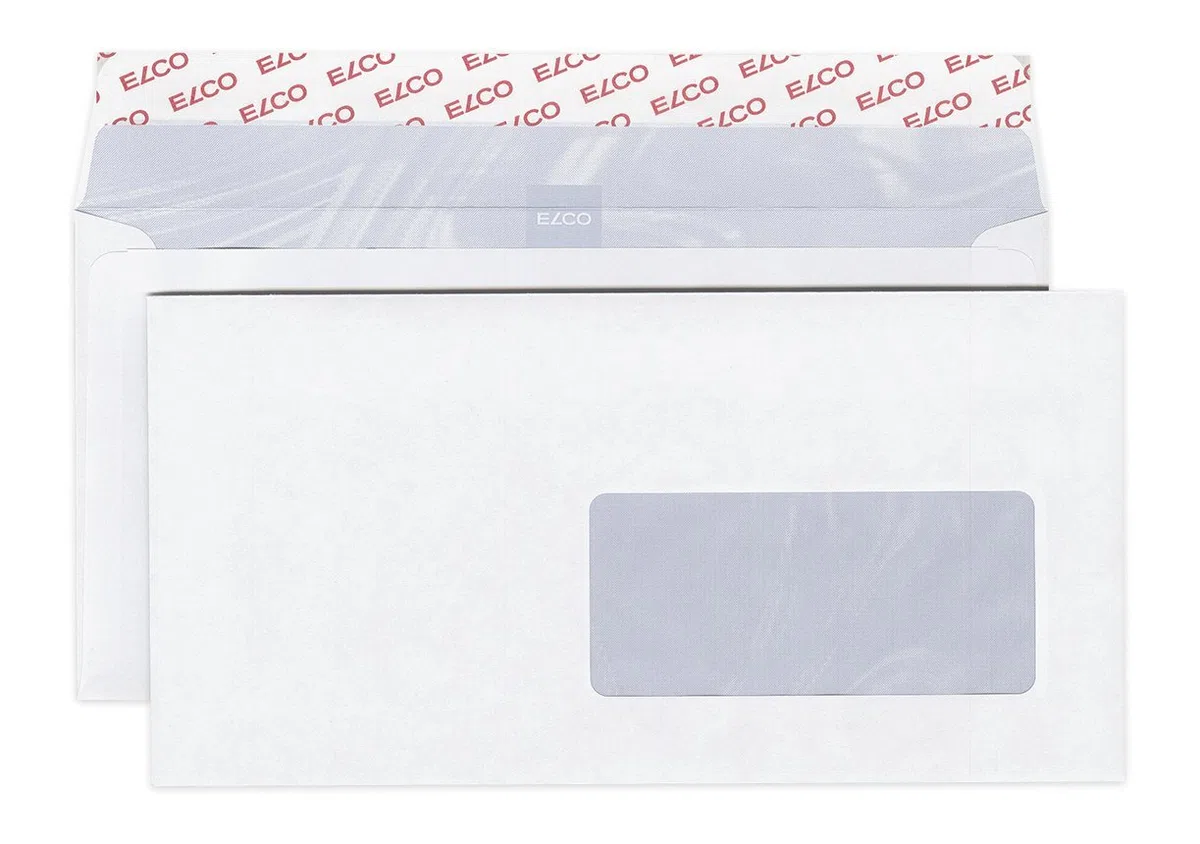 Elco 60296 confezione da 500 buste con finestra, formato DL, colore: bianco
