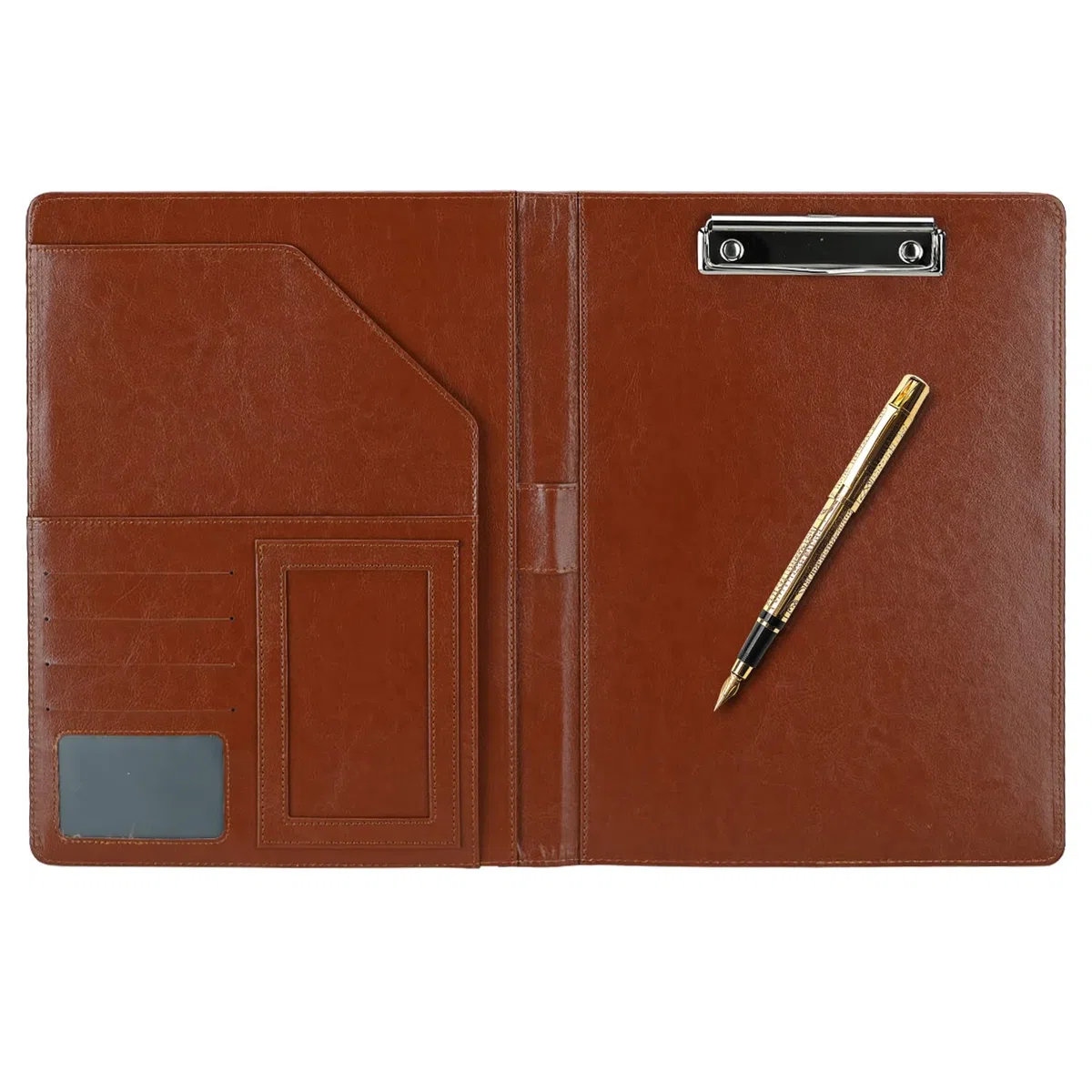 Podazz cartellina portadocumenti pelle cartellina A4 blocco note, cartella file in pelle PU, con coperchio, cartella di registrazione cartella conferenza Legal Lock manager Folio A4, con 4 scomparti