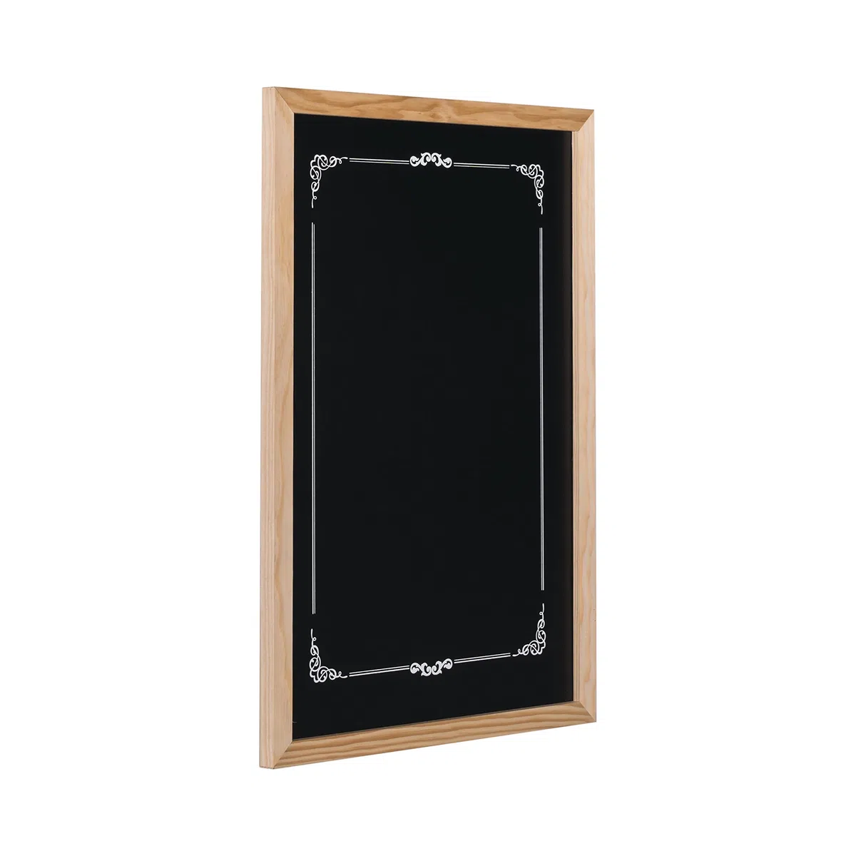Bi-Office - Lavagna Nera per Gesso Decorative, 600 x 400 mm, Cornice di Pino
