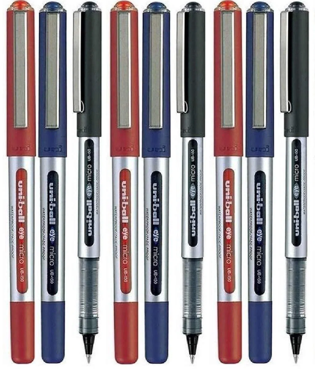 Uni Ball UB-150E - Penna a sfera con punta da 0,5 mm (3 di ogni colore: rosso, nero, blu, 9 pezzi)
