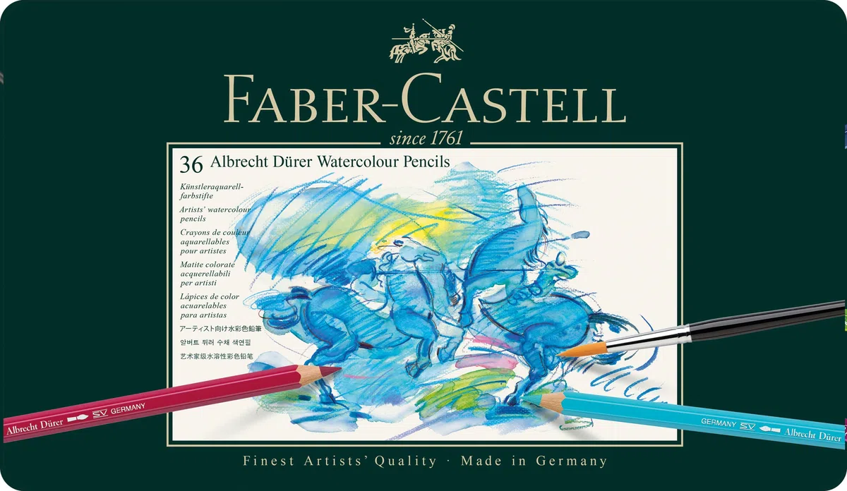 Faber-Castell 117536 Albrecht Dürer Matite Acquerellabili, Barattolo con 36 Matite, Mina da 3,8 mm, Set Matite Colorate Professionali con Pigmenti Idrosolubili che si Trasformano con Poche Pennellate