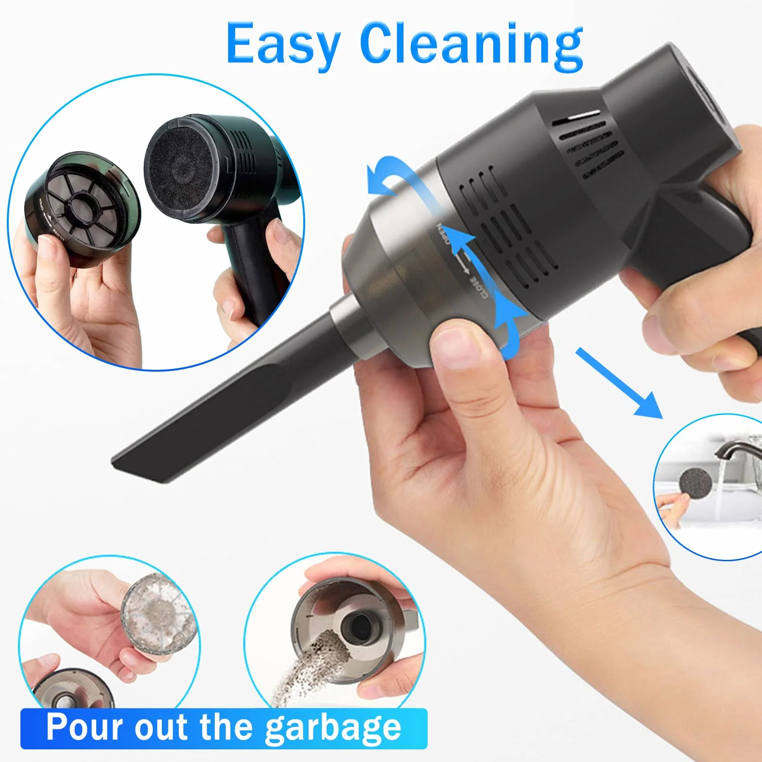 Aspirapolvere per computer Aspirapolvere potente Mini aspirapolvere ricaricabile,Cordless Portable Vacuum-Best Cleaner Tool per la pulizia di polvere,scarti per laptop,auto,borsa per il trucco